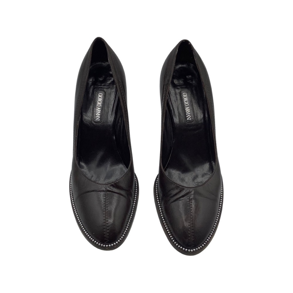 Giorgio Armani Brown Leather Silver Studded Pumps, 36.5 | 6 - Picture 9 of 10